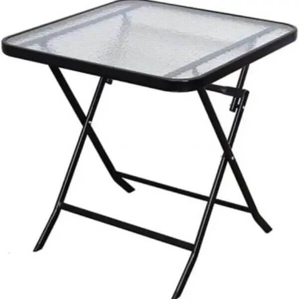 Perfect Dealz 80cm Foldable Square Glass Top Patio Side Table