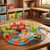 207-Piece DIY Flexible Track & Amusement Park Building Set displayed on a table with colorful tracks and vehicles.