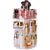 360 Rotating Cosmetic Organizer filled with various lipsticks, skincare products, and makeup brushes for easy access.