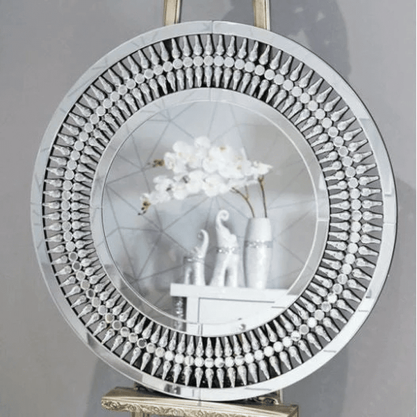 Perfect Dealz Elegant Crystal Teardrop Round Wall Mirror