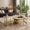 Luxury Marble and Gold Nesting Coffee Table Set in a stylish living room setting with modern decor.