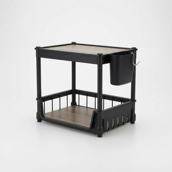 2-Tier Desktop Multi-Functional Storage Rack showcasing two levels for organized desktop storage.