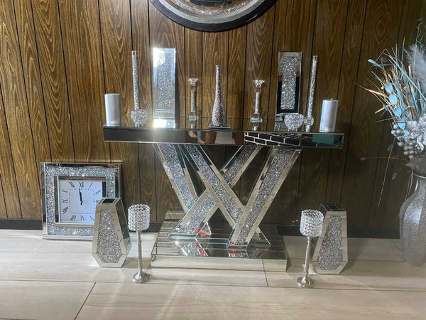 Perfect Dealz Crystal Cascade Luxury Mirrored Console Table