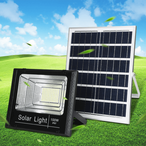 100W Solar Panel and Flood Light image 0