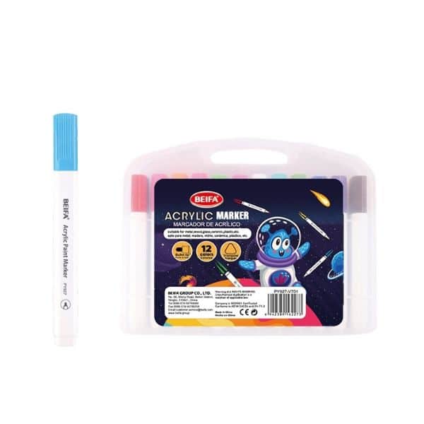 Perfect Dealz 12 Colors Round Nib Acrylic Markers