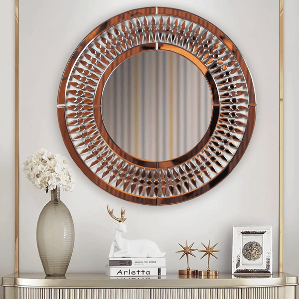 Perfect Dealz Elegant Crystal Teardrop Round Wall Mirror