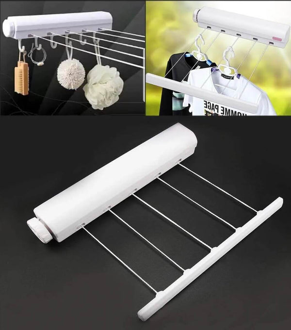 3.7m 5 Line Retractable Clothes Drying Line With Hanger Clips image 0