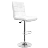 Adjustable Swivel Bar Stool with Backrest in white leather finish, showcasing modern design and adjustable height.
