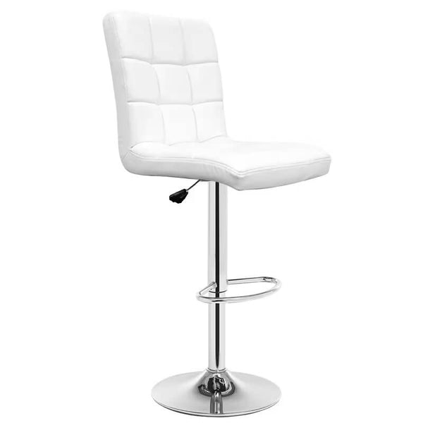 Adjustable Swivel Bar Stool with Backrest in white leather finish, showcasing modern design and adjustable height.