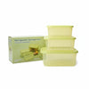 3-Piece Food Storage Container Set featuring three yellow containers with lids and packaging box.