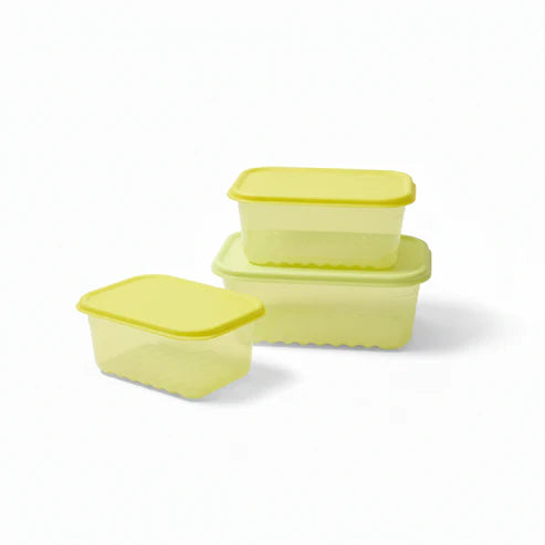 3-Piece Food Storage Container Set in yellow, perfect for organizing and storing food efficiently.