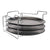 3 Pieces Of Non-Stick Round Pizza Pan Tray With Rack displayed stacked on a chrome rack for easy storage and organization.