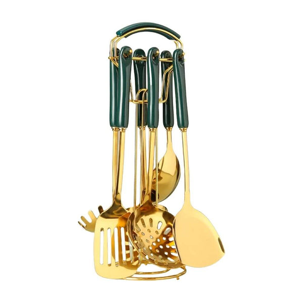 7 Piece Stainless Steel Luxury Cooking Utensils Set With Holder image 1