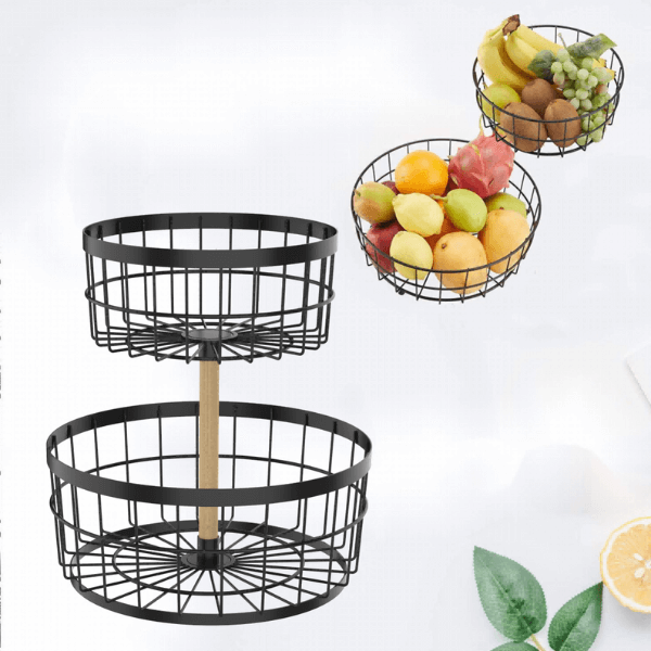 Perfect Dealz 2 Tier Vegetable and Fruit Bowl Storage Basket