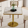 Square Marble Effect Dining Table with Gold Pedestal Base