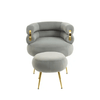 Perfect Dealz Velvet Accent Armchair with Footstool