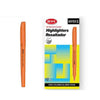 12 pcs 3mm Premium Single Colour Highlighters Orange packaging and one highlighter pen in vibrant orange.