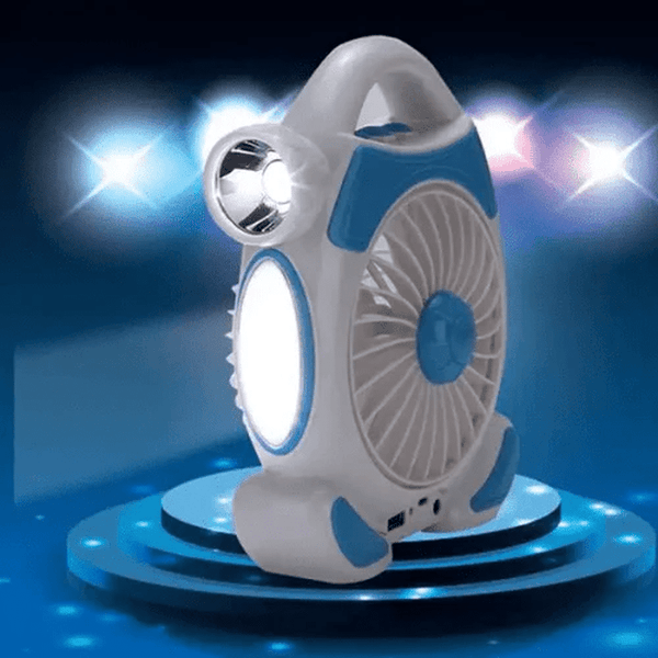 Rechargeable 2-in-1 Desk Fan with Built-In Light - Blue image
