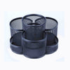 360 Rotating Wire Mesh Desk Organiser for Pens & Stationery in black wire mesh design, ideal for office organization.