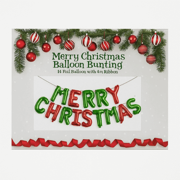 Perfect Dealz Festive Holiday Foil Balloon Banner Set