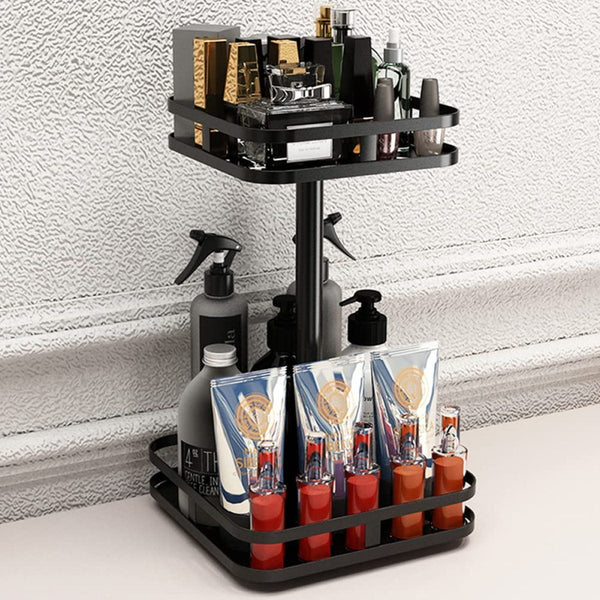 Adjustable Height Professional Salon Rolling Cart featuring organized beauty products and tools.