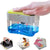 2 in 1 Sponge Rack Soap Dispenser with a hand pressing to dispense soap, showcasing its dual functionality.