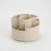360 Degree Rotating Cosmetic & Makeup Brush Organizer displaying multiple compartments for organized storage.