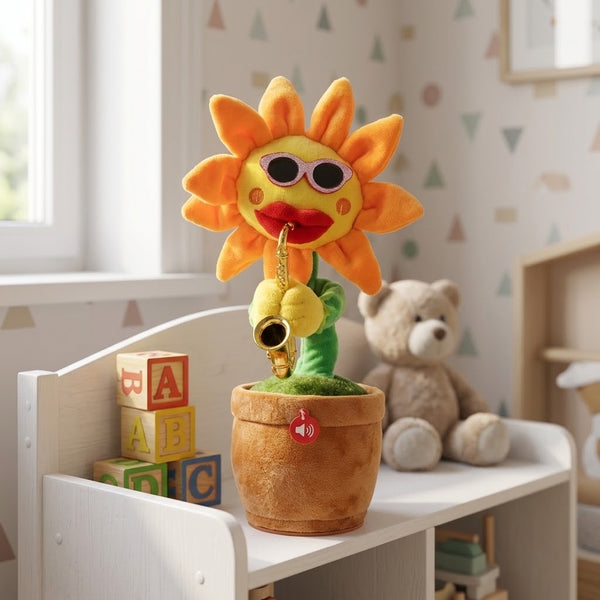 Dancing Musical Sunflower Plush Toy with Saxophone