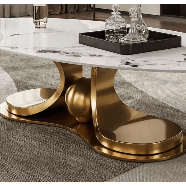 Urban Crest Cora Coffee Table with stylish marble top and elegant golden base design.