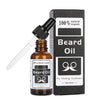 100% Natural Organic Beard Oil bottle with dropper and packaging for Dashing Gentlemen, 30ml size