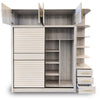 Modern Sliding Door Wall Storage Cabinet with shelves and drawers for organized storage in a sleek design.