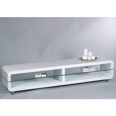 Perfect Dealz Glossy White Arched TV Stand with Glass Shelf
