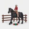 Farm Horse & Rider Play Set featuring a horse and cowgirl with accessories in a farm scene.