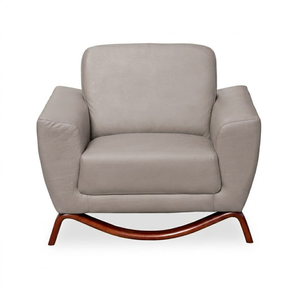 Xander Premium Office Sofa Suite in gray leather with modern wooden legs, ideal for office use.