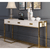 Luxe Glam Console Table featuring sleek mirrored panels and gold accents, ideal for elegant home décor and contemporary styling.