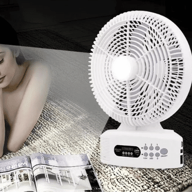 Perfect Dealz Solar-Powered Fan with Bluetooth Speaker & LED Light