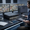 5MP 5-in-1 32-Channel Hybrid Digital Video Recorder setup with dual monitors for surveillance monitoring.