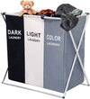 Perfect Dealz 3 Compartment Laundry Hamper Collapsible Aluminium Basket