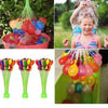 100 Water Balloons displayed in various settings including kids playing, a bucket full of balloons, and bundles of balloons.