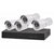 4 Channel Camera Surveillance Kit with four white security cameras and a black DVR system for 24/7 monitoring.
