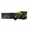 4 in 1 Gaming RGB Keyboard Mouse Headset & Pad Combo with vibrant LED lights and accessories.