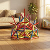 Colorful structure made with 84-Piece Magnetic Bar Building Blocks Set for Kids, showcasing creativity and play.