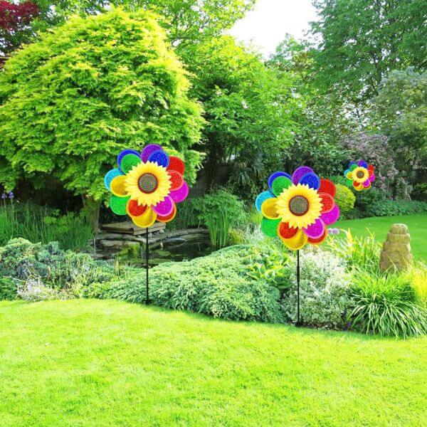 Garden Decor Rainbow Sunflower Windmill image 2