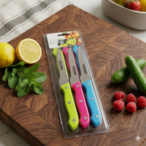 6-Piece Coloured Stainless Steel Fruit Knife