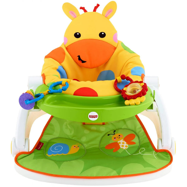 Portable Baby Floor Seat with Sensory Toys featuring colorful giraffe design and engaging toys for babies.