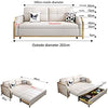 Convertible Sleeper Loveseat Sofa Bed dimensions and features, showcasing its compact design and transformation into a bed.