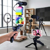 AY49 RGB Smartphone Vlogging Studio Setup with Microphone and Light