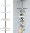Multi Corner Shelf showcasing adjustable tiers for organizing bathroom essentials in a stylish corner setup.