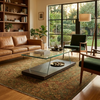 Modern Glass Top Coffee Table featuring a stylish design, clear glass surface, and dark wood-look base in a cozy living room.