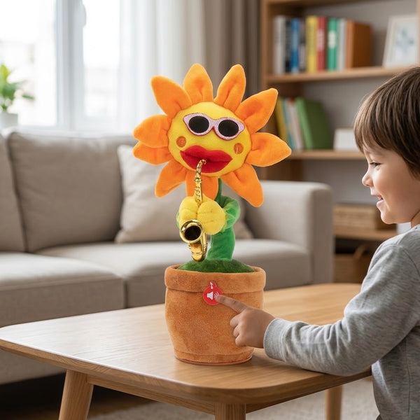 Dancing Musical Sunflower Plush Toy with Saxophone